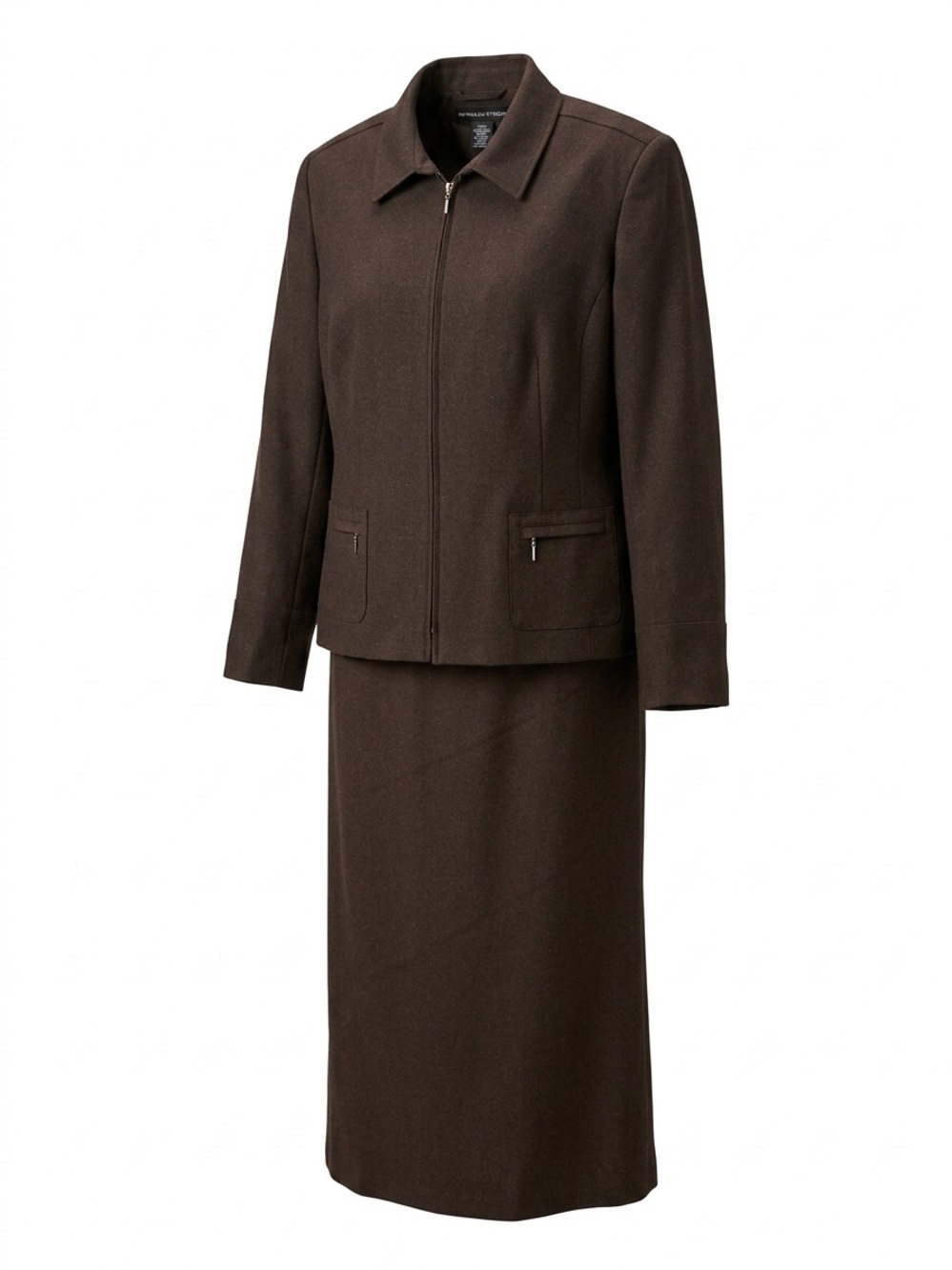 Norton McNaughton Chocolate Brown Two-Piece Skirt Set